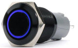 Push Button Switch Momentary (ON) OFF 3.3V Blue LED Black Housing | M-BLU-CZ-BLK