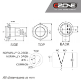 CZone LED switch button dimensions 80-511-0001-00 | 80-511-0001-01
